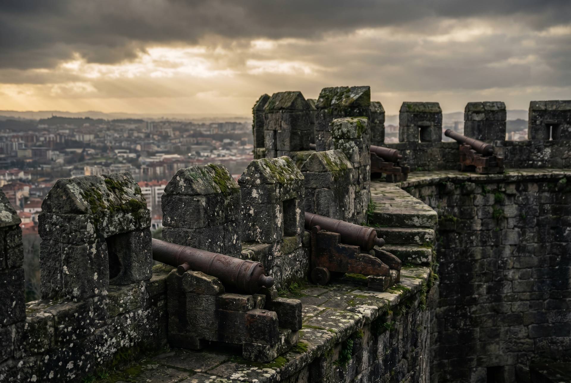 Historic castle battlements